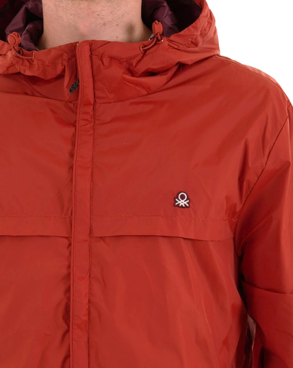 Benetton Hooded Rain Defender Jacket Brick Red - Image 2