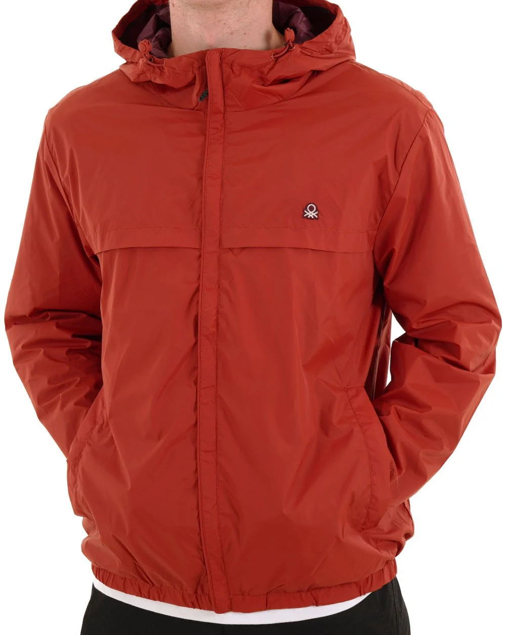 Benetton Hooded Rain Defender Jacket Brick Red - Image 3