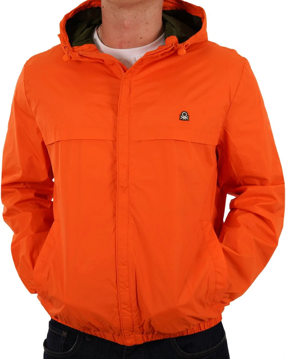 Benetton Hooded Rain Defender Jacket Orange - Image 3