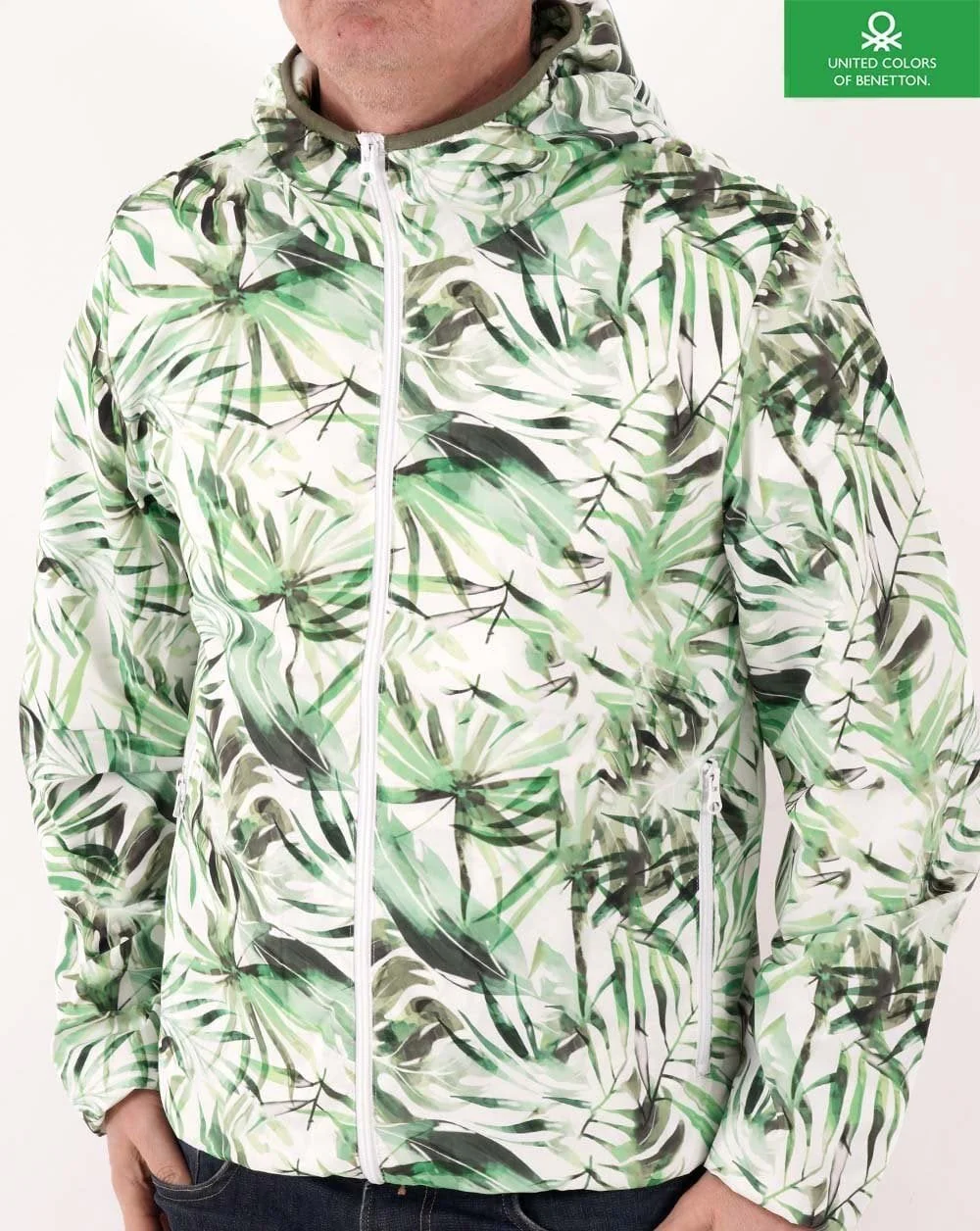 Benetton Light Hooded Jacket Green Multi