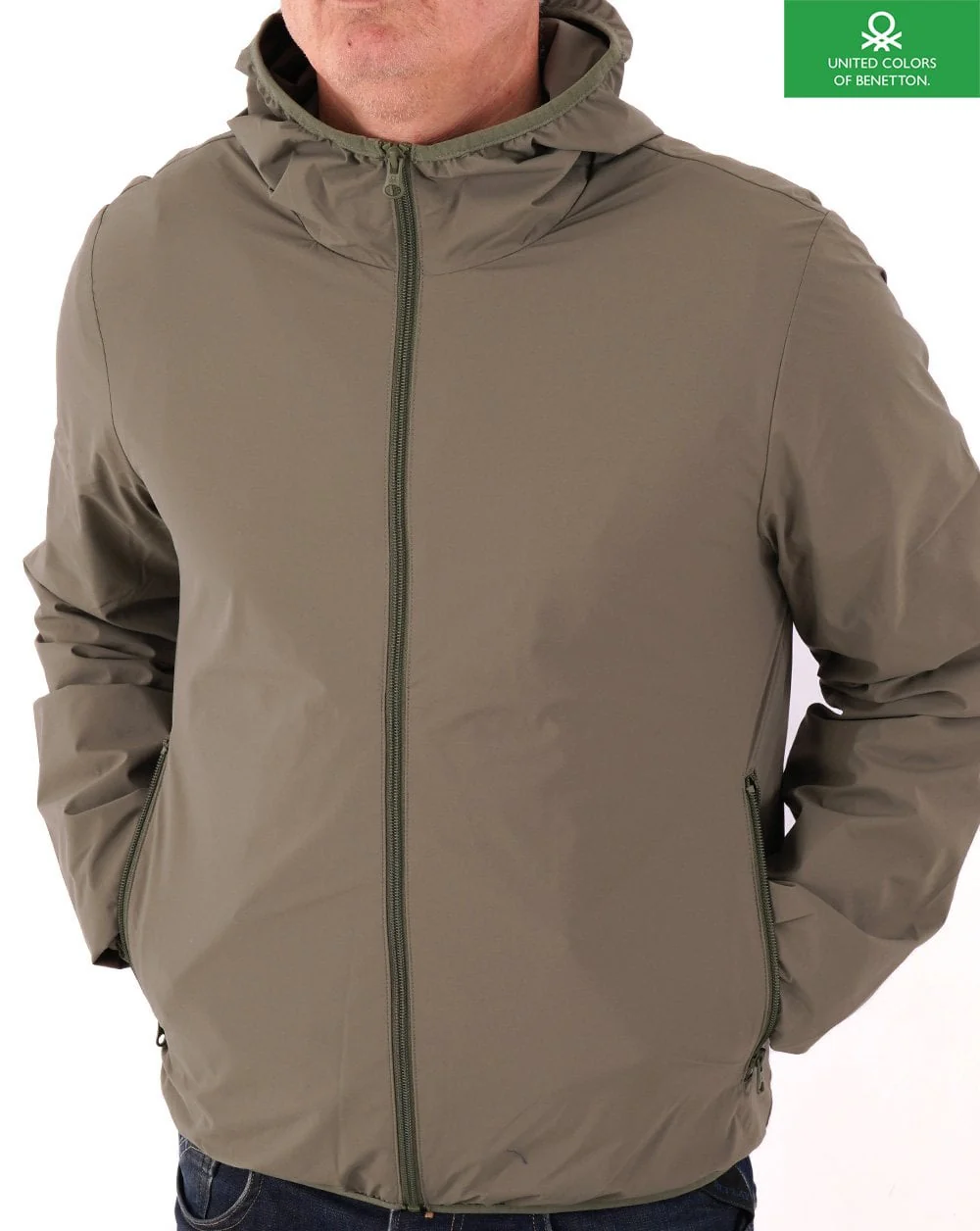 Benetton Light Hooded Jacket Khaki