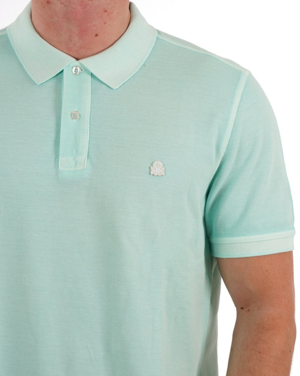 Benetton Logo Polo Washed Green - Image 2