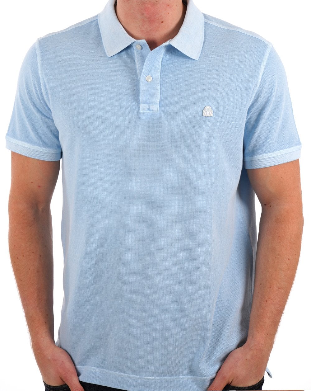 Benetton Logo Polo Washed Sky Blue - Image 2