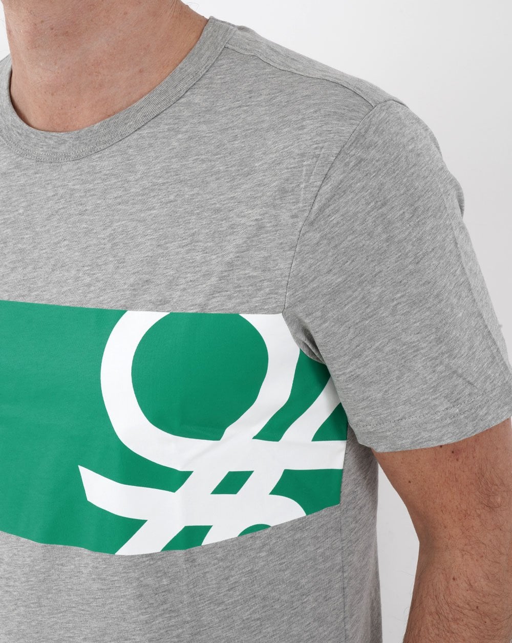 Benetton Logo Print T-shirt Grey - Image 2