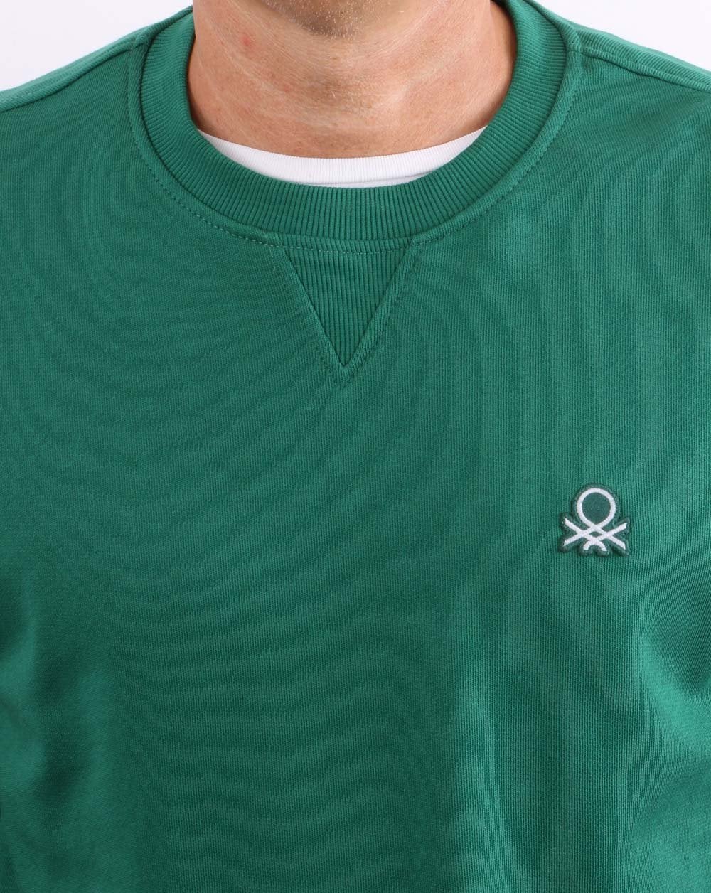 Benetton Logo Sweatshirt Forest Green - Image 3