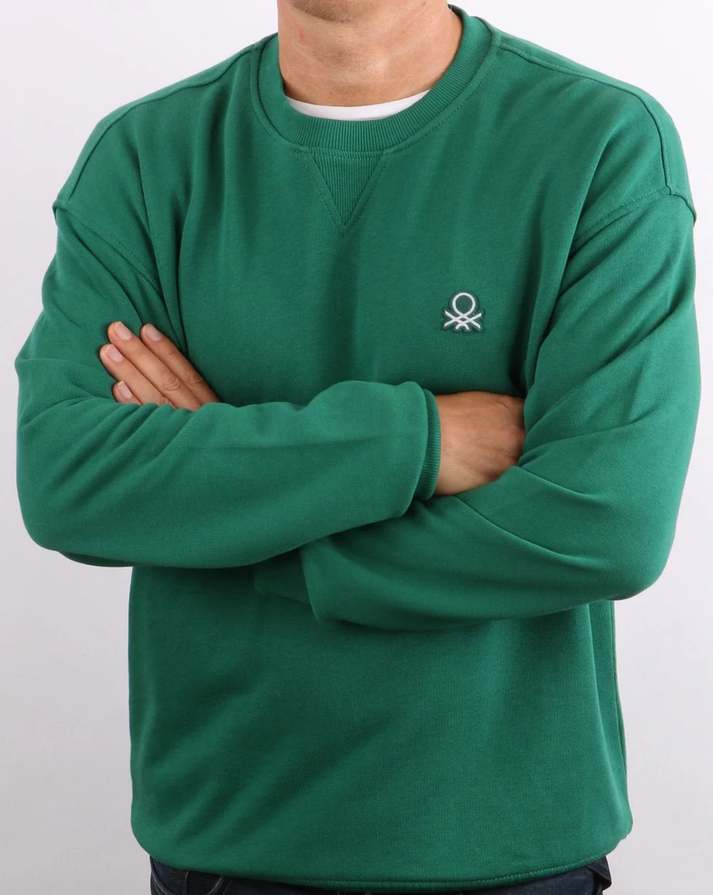 Benetton Logo Sweatshirt Forest Green - Image 4
