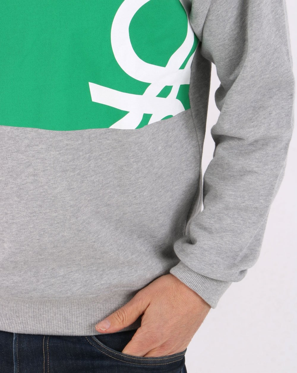 Benetton Logo Sweatshirt Grey - Image 2