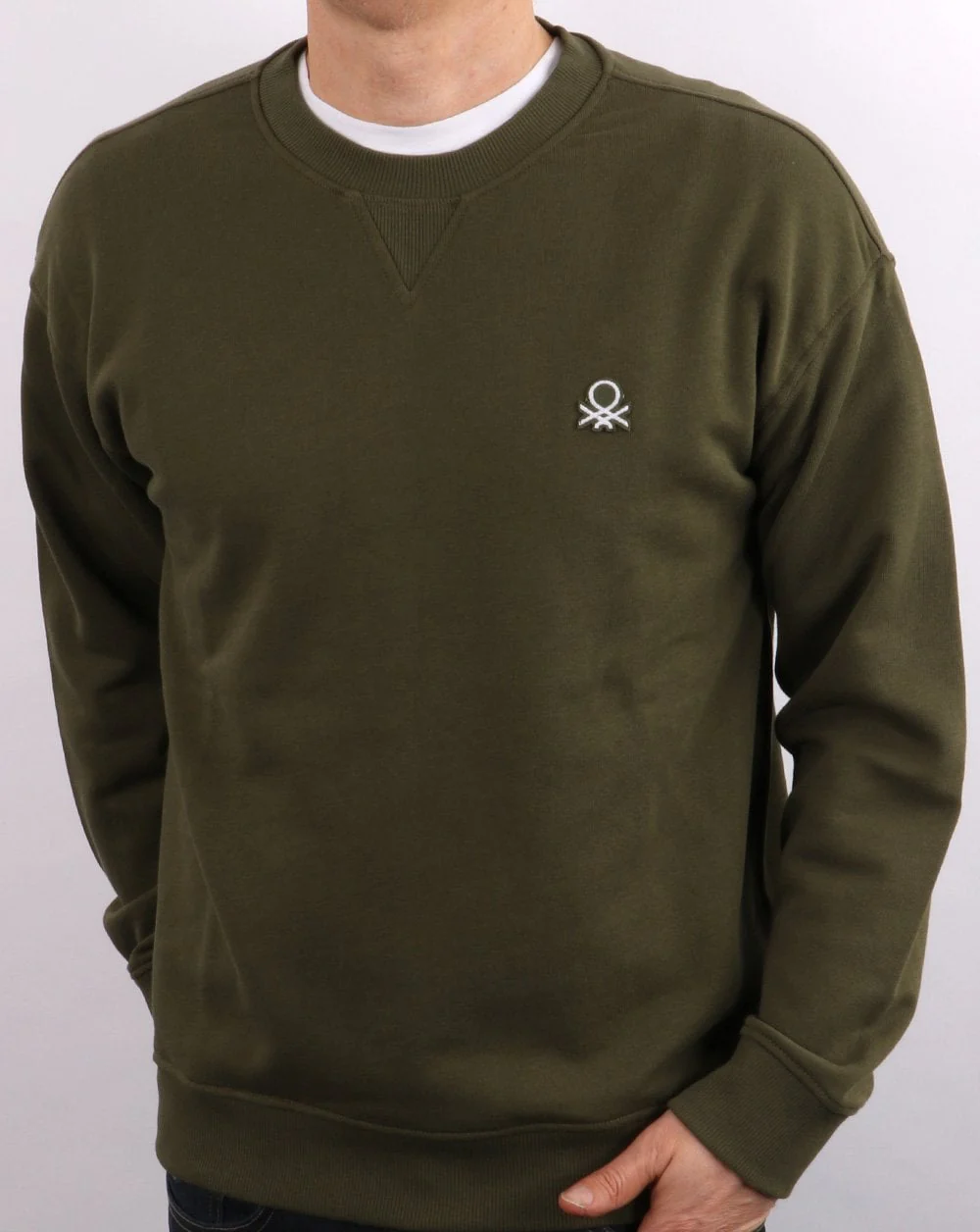 Benetton Logo Sweatshirt Khaki - Image 2