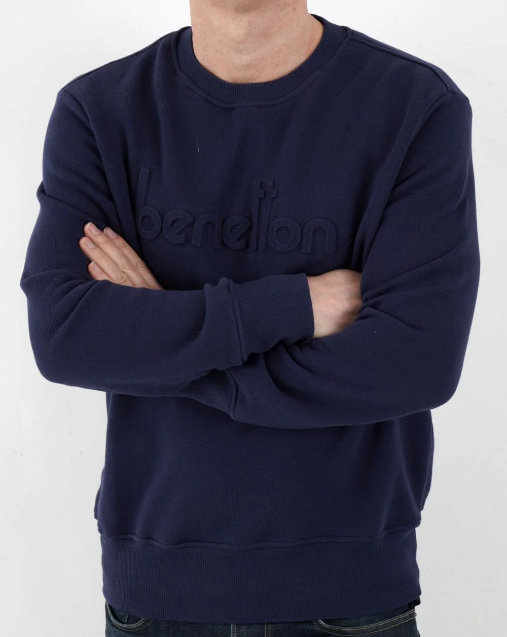 Benetton Logo Sweatshirt Navy - Image 3