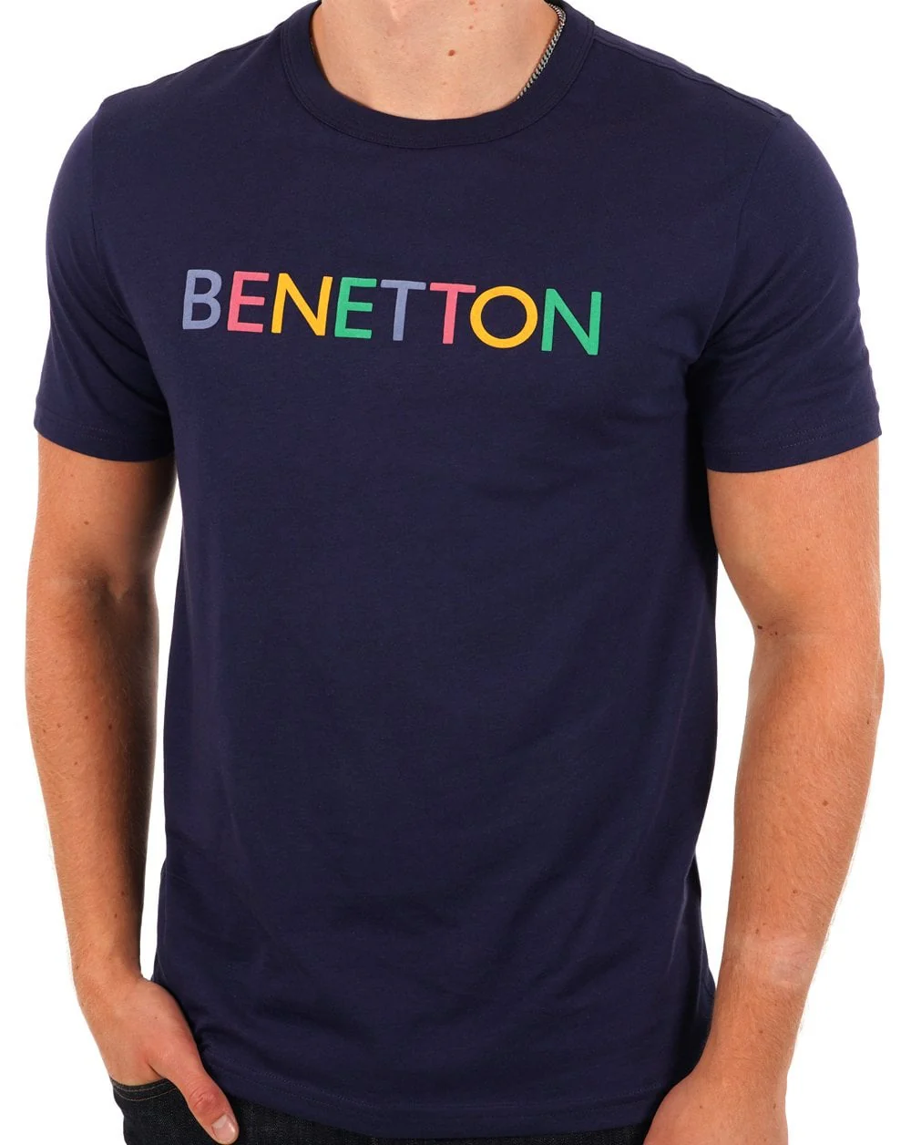 Benetton Logo T-shirt Navy/Multi - Image 3