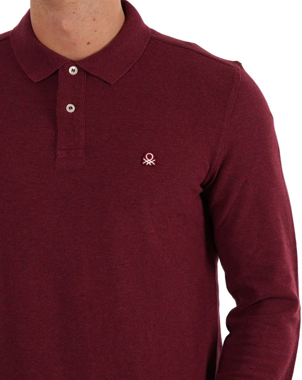 Benetton Long Sleeve Polo Burgundy - Image 2