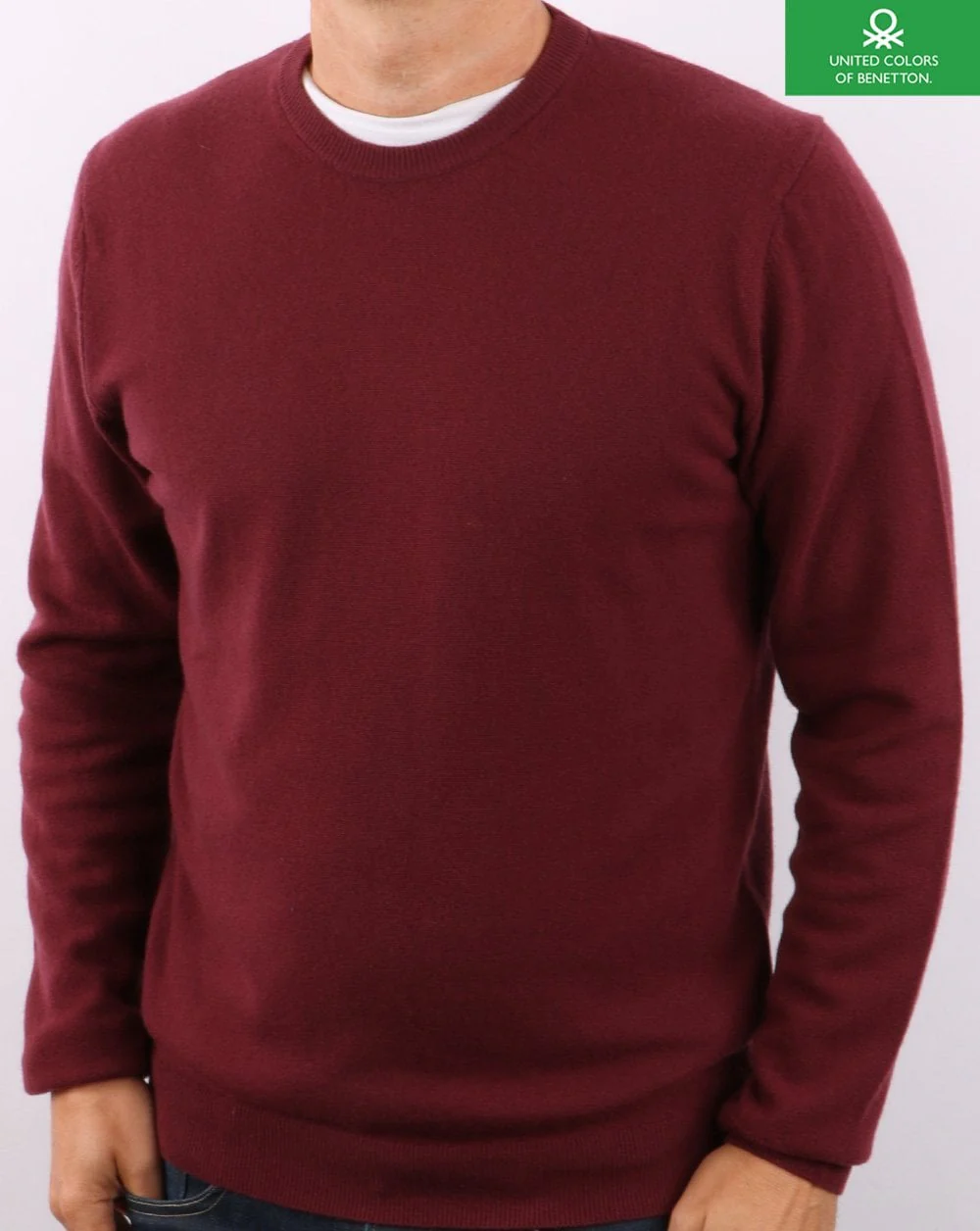 Benetton Merino Wool Jumper Burgundy