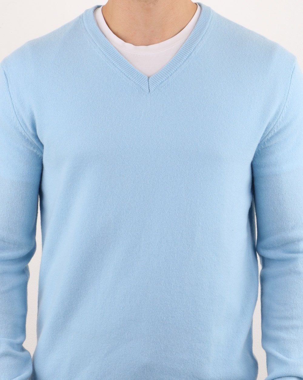 Benetton Merino Wool V-Neck Jumper Blue - Image 3