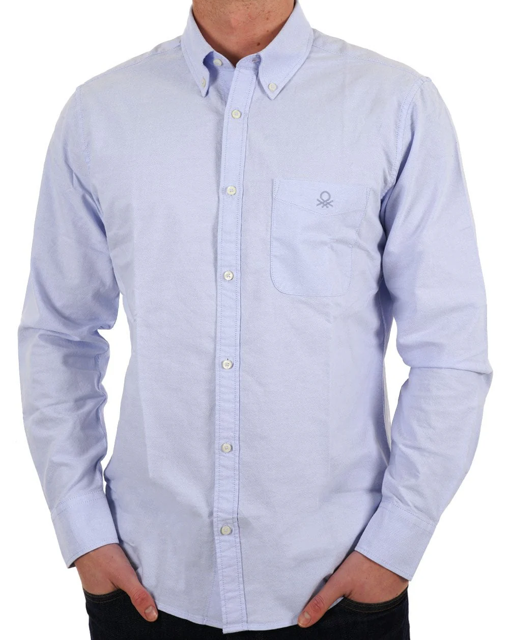 Benetton Oxford Cotton Shirt Light Blue - Image 3