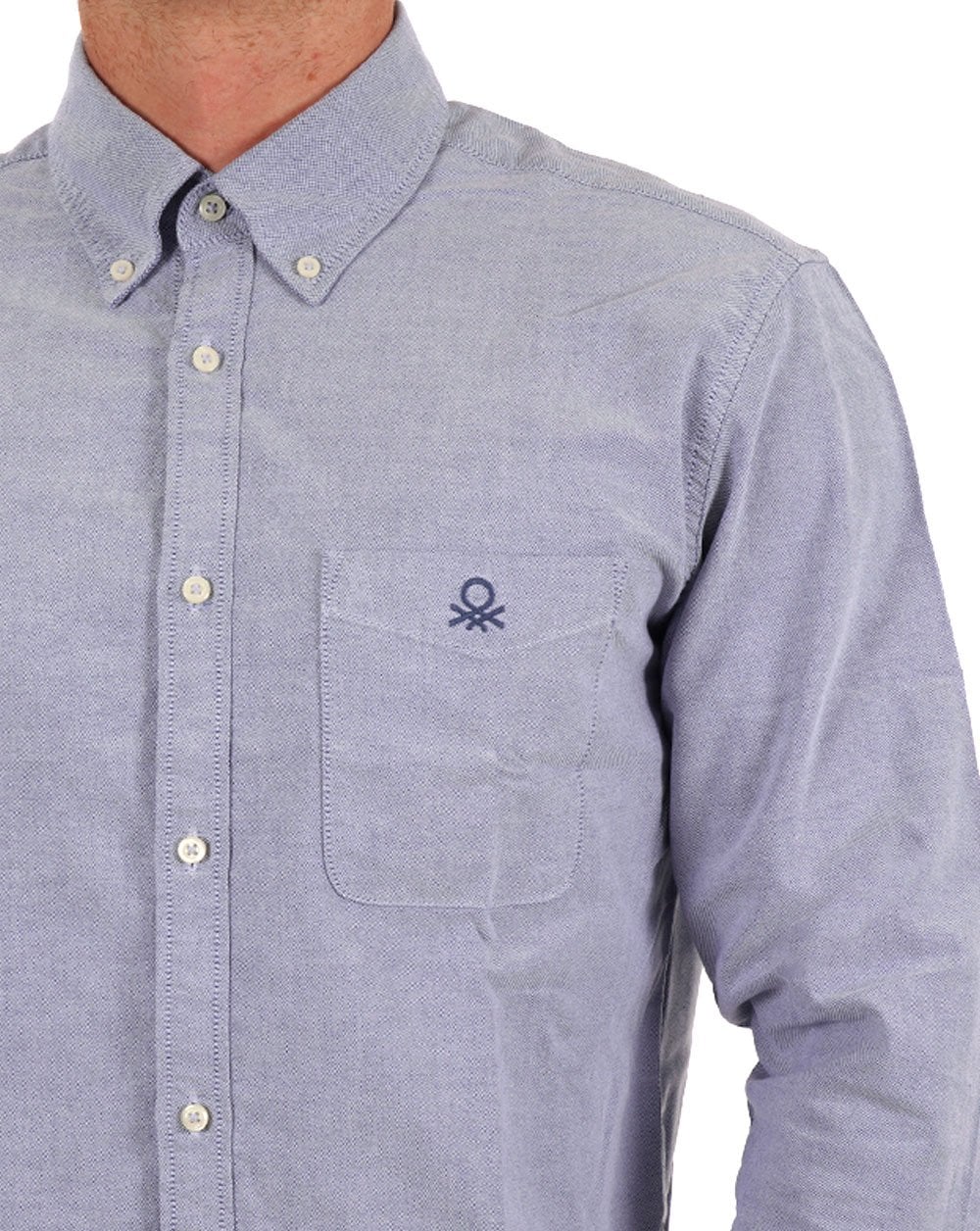 Benetton Oxford Cotton Shirt Light Navy - Image 2