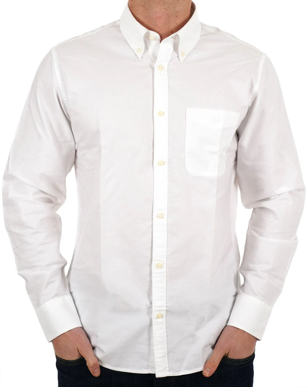 Benetton Oxford Cotton Shirt White - Image 3