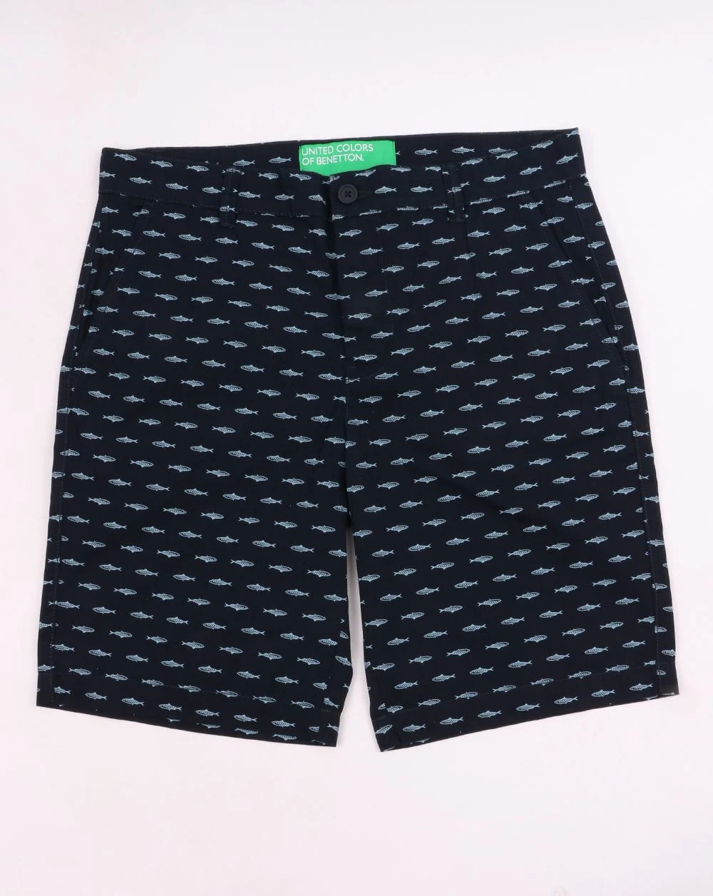 Benetton Pattern Chino Shorts Navy