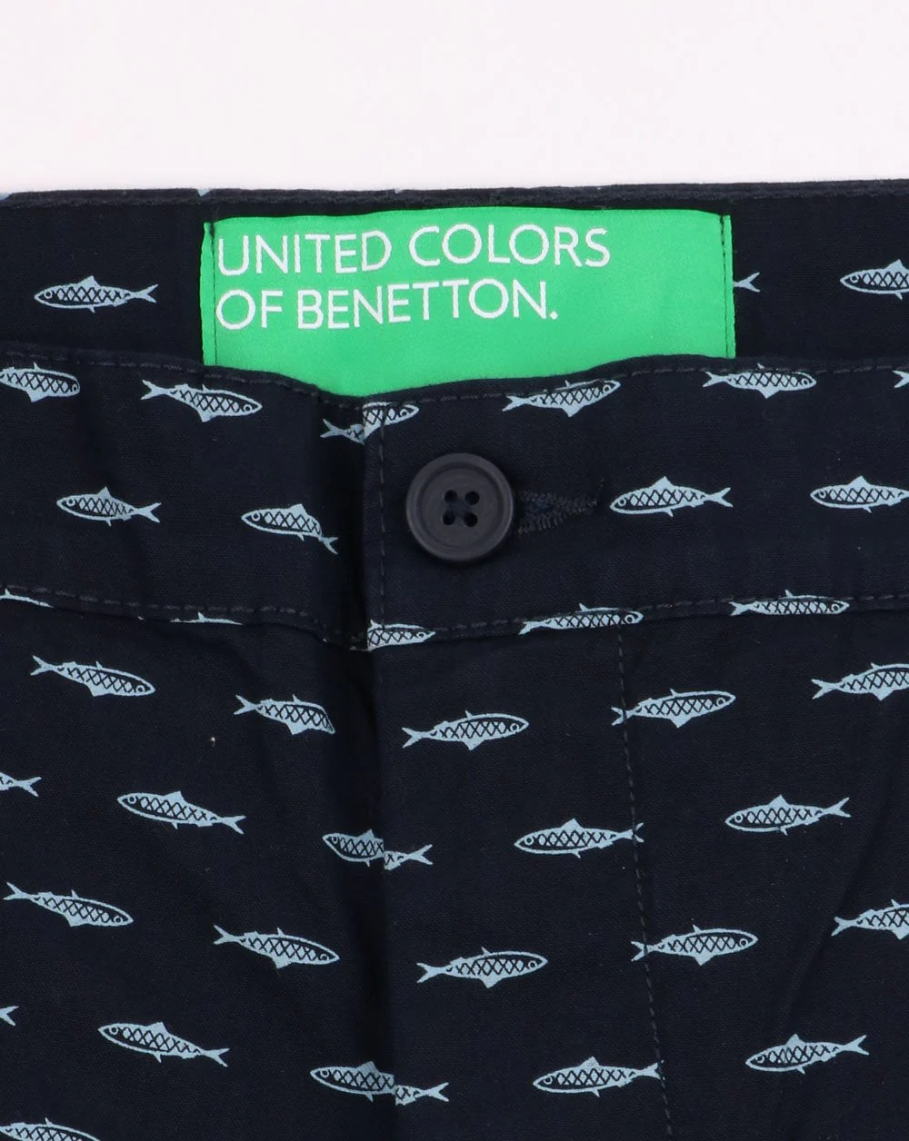 Benetton Pattern Chino Shorts Navy - Image 2
