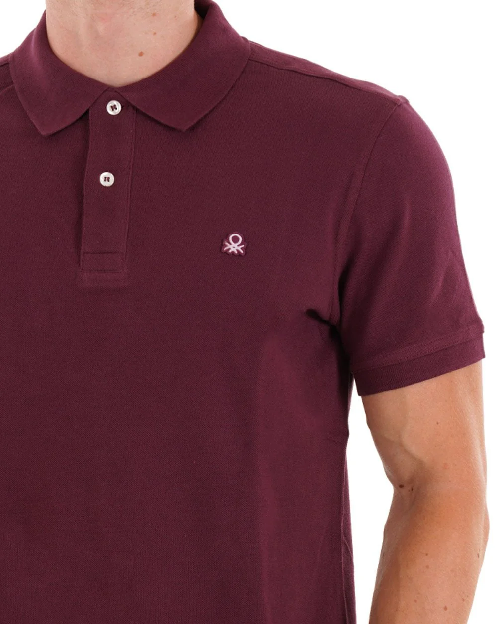 Benetton Polo Shirt Burgundy - Image 2
