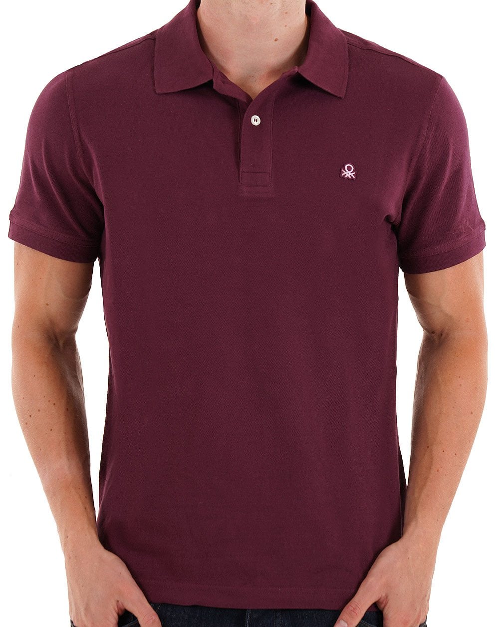 Benetton Polo Shirt Burgundy - Image 3