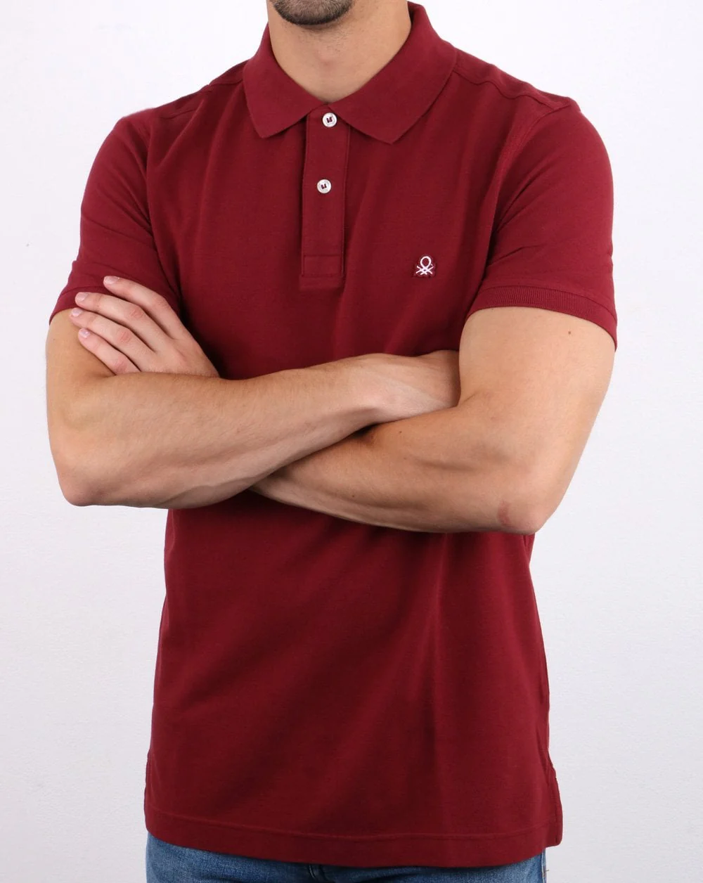 Benetton Polo Shirt Burgundy - Image 2