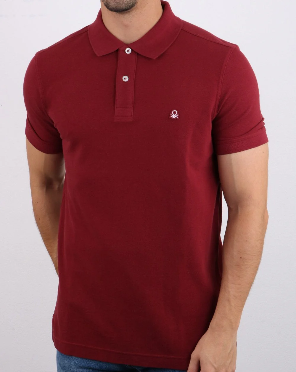 Benetton Polo Shirt Burgundy - Image 3