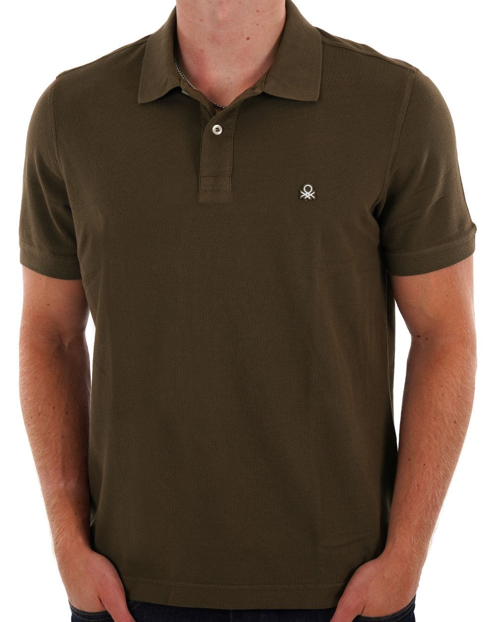 Benetton Polo Shirt Khaki Brown - Image 3