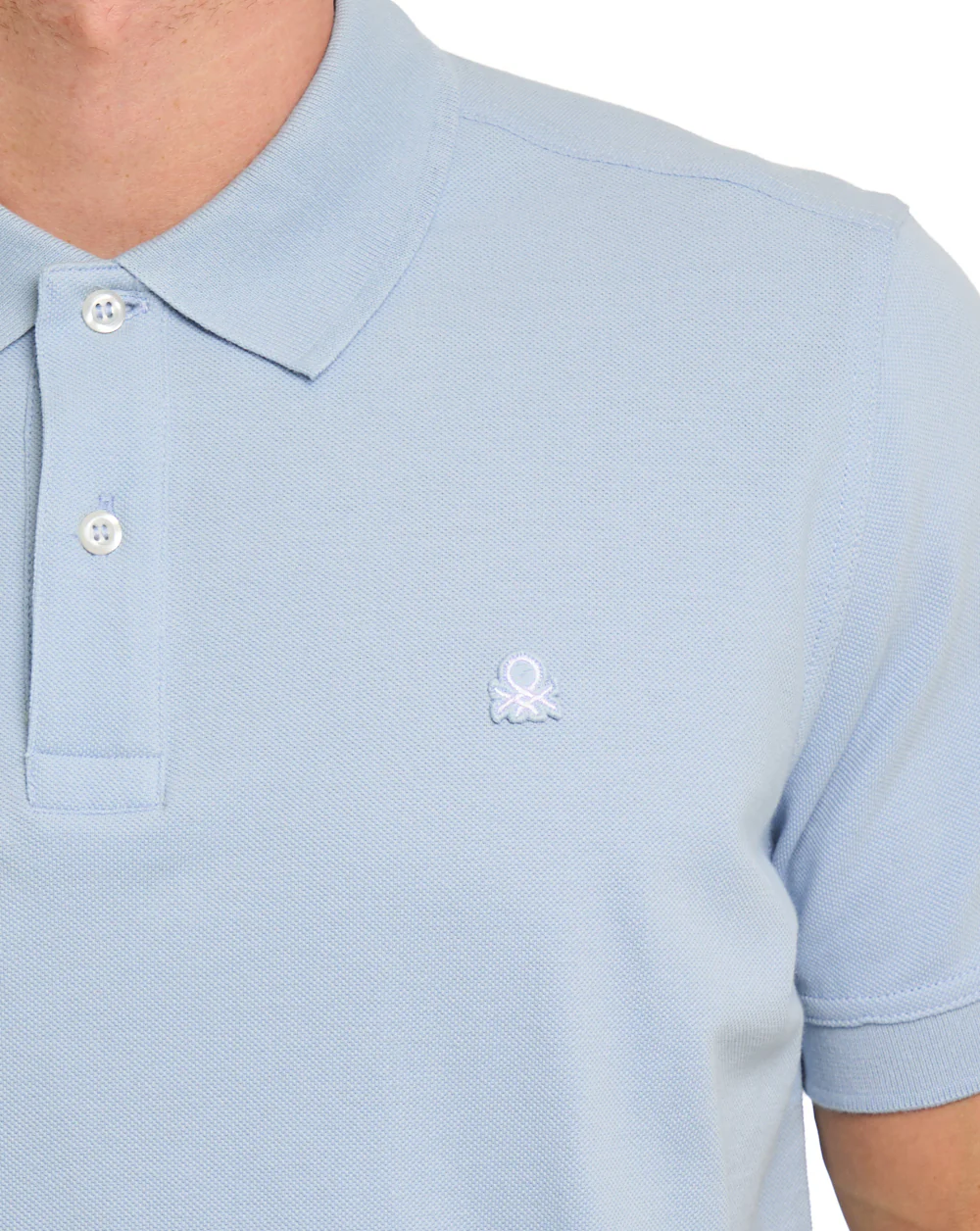Benetton Polo Shirt Light Blue-Grey - Image 2