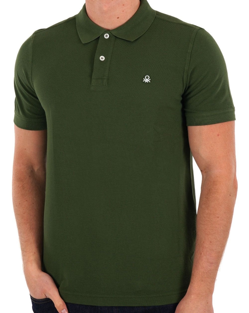 Benetton Polo Shirt Olive - Image 3