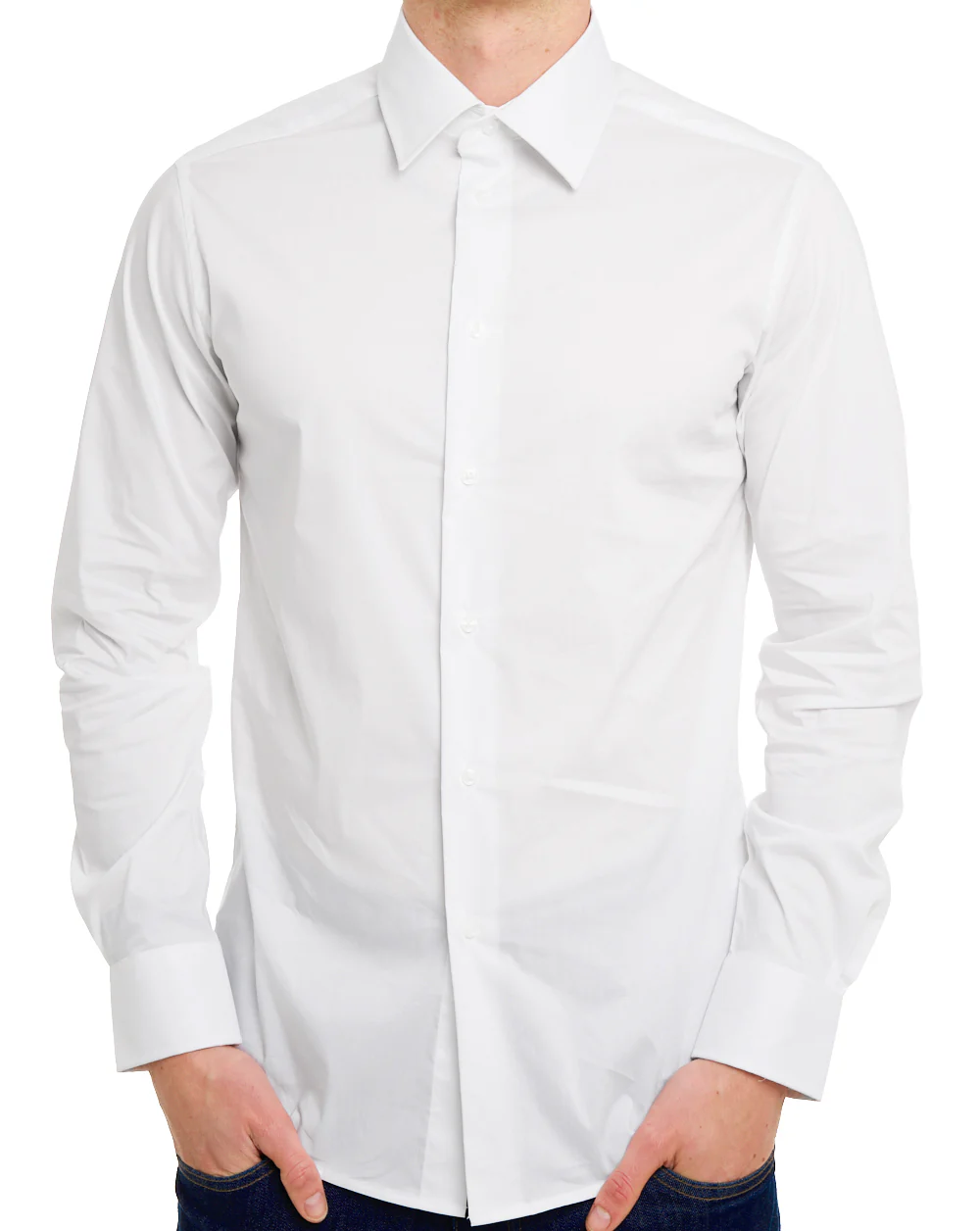 Benetton Poplin Slim Fit Shirt White - Image 2