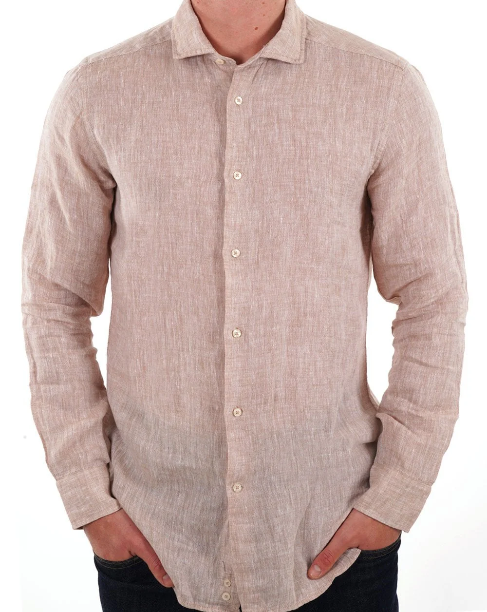Benetton Pure Linen Shirt Natural - Image 3