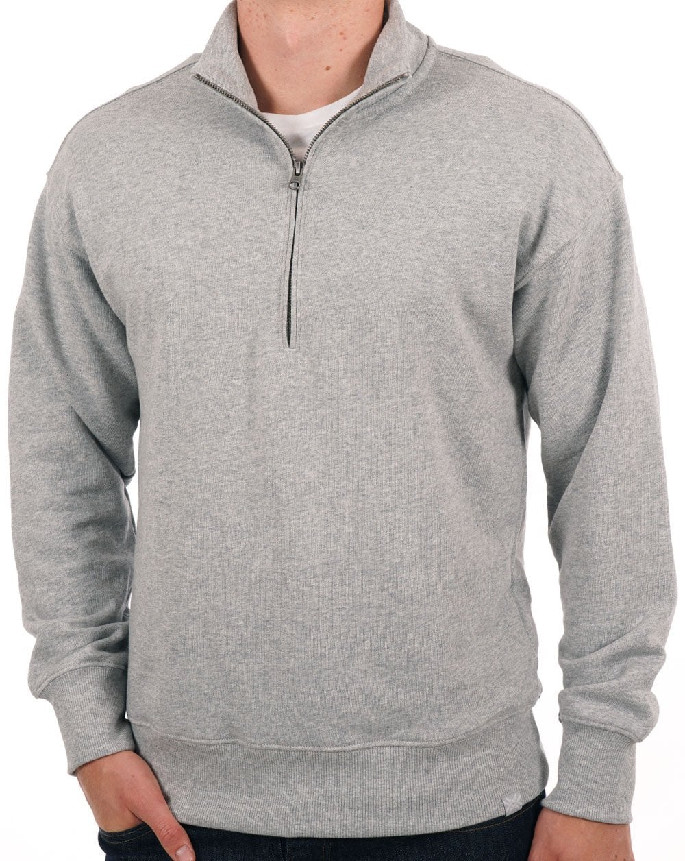 Benetton Quarter Zip Sweat Top Grey Marl - Image 2