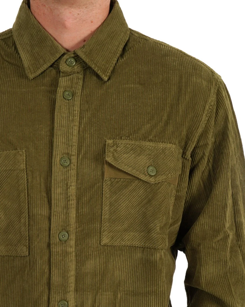 Benetton Ribbed Cord Overshirt Khaki Green - Image 2