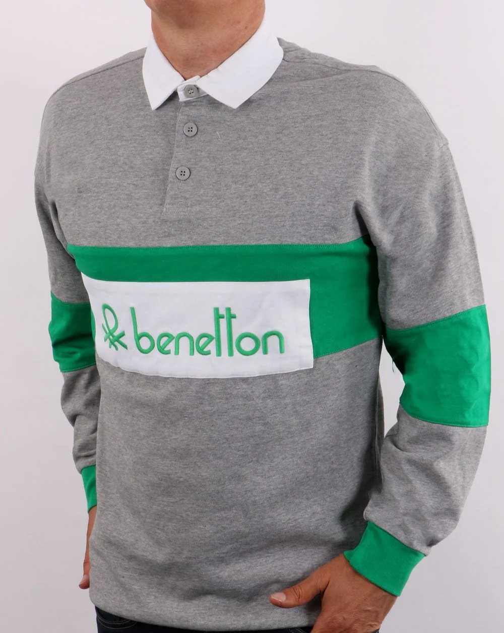 Benetton Rugby Shirt Grey - Image 3