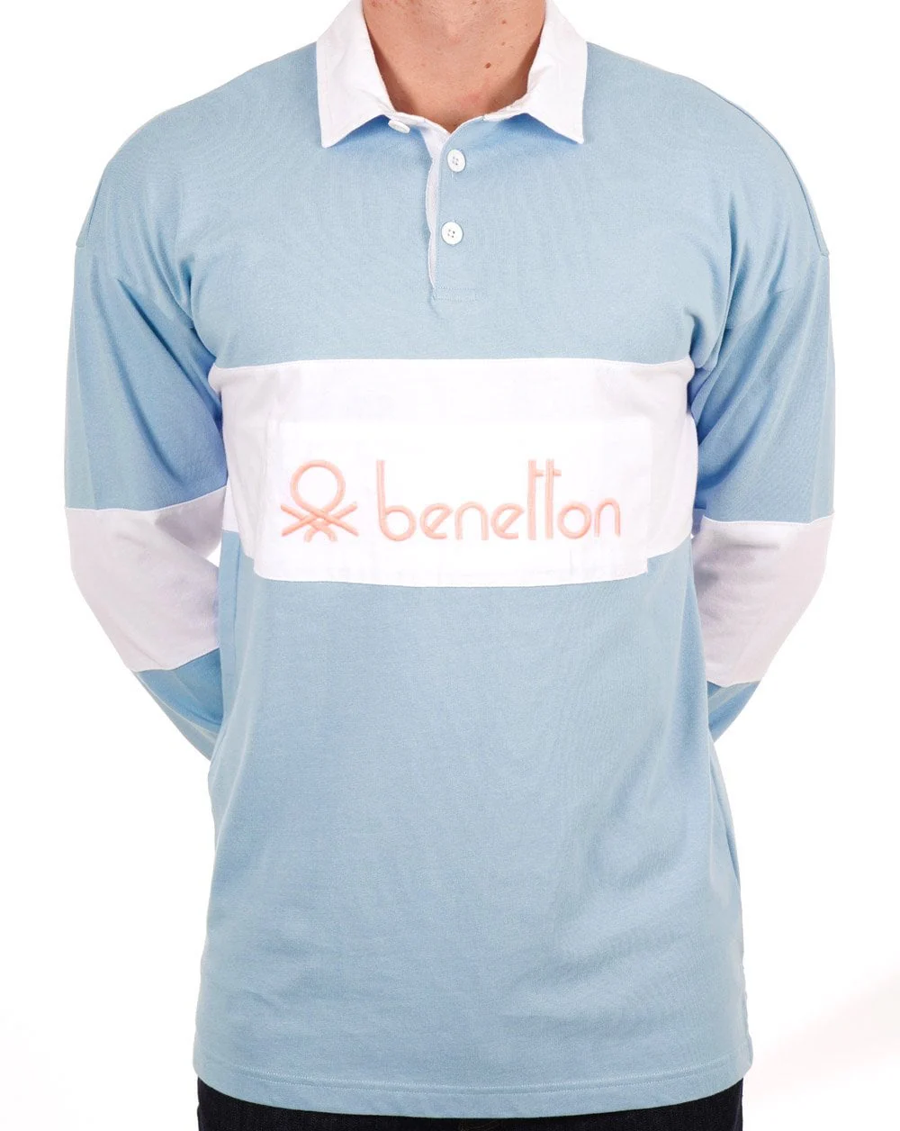 Benetton Rugby Shirt Sky/White - Image 3