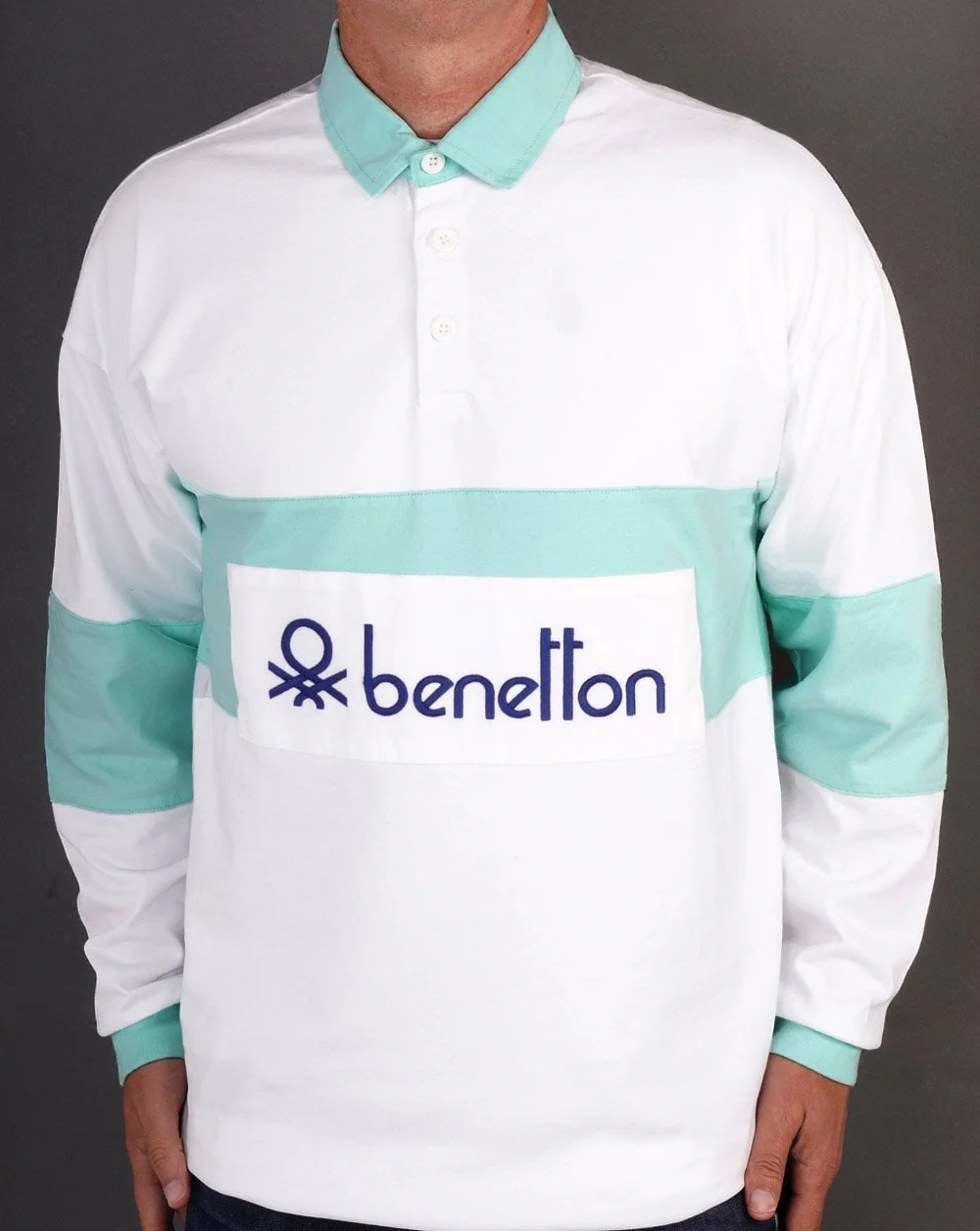 Benetton Rugby Shirt White/ Mint
