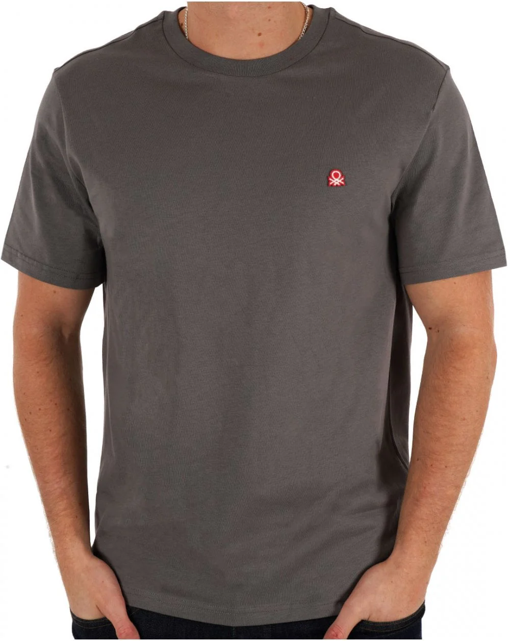 Benetton Small Logo T-shirt Charcoal Grey