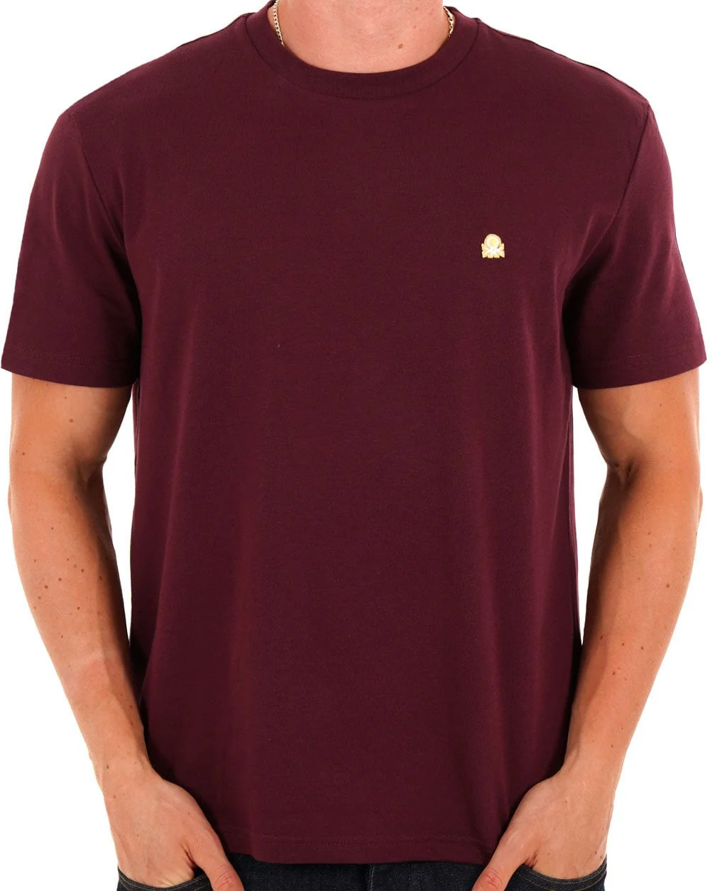 Benetton Small Logo T Shirt Maroon