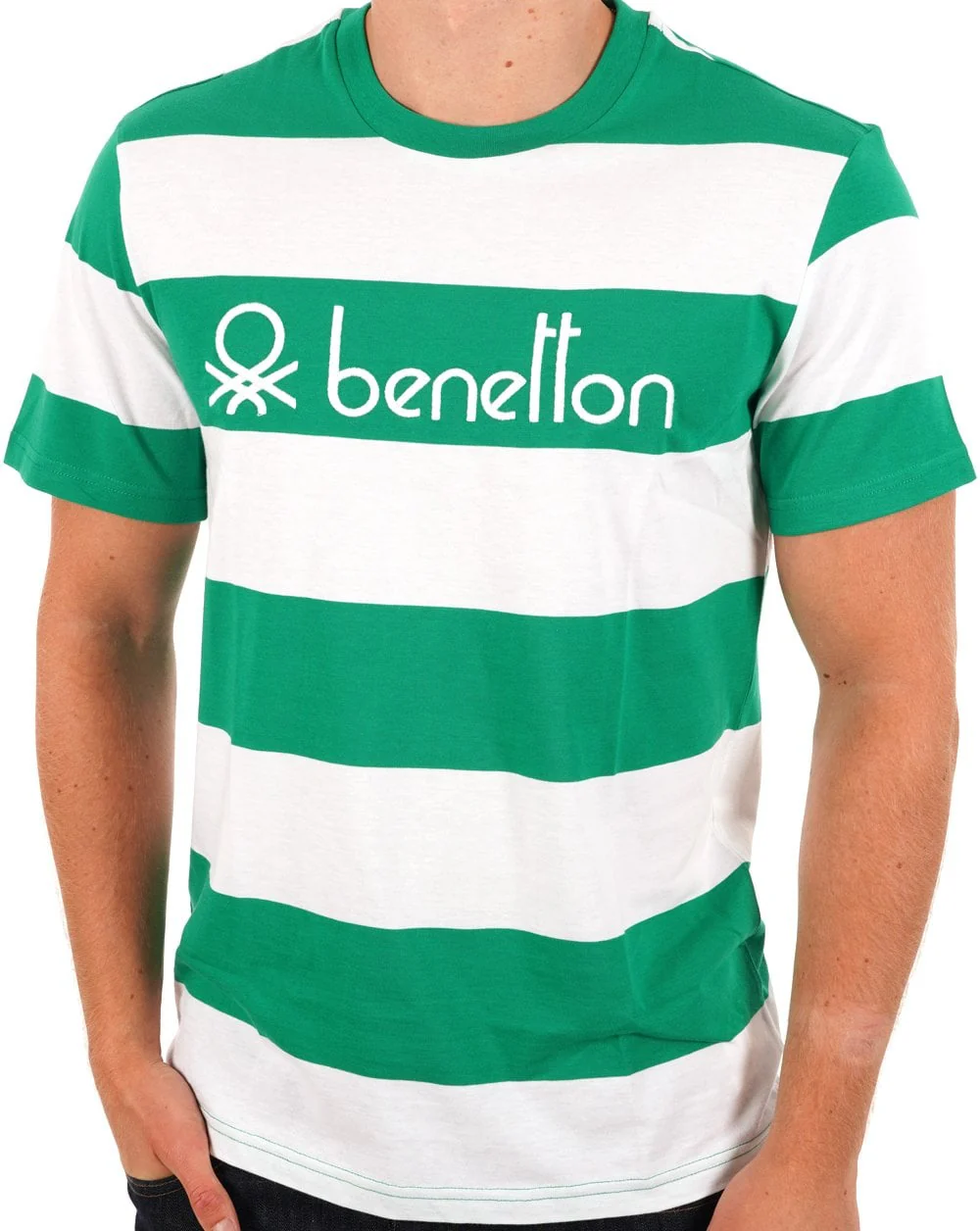 Benetton Stripe T-shirt White/Green