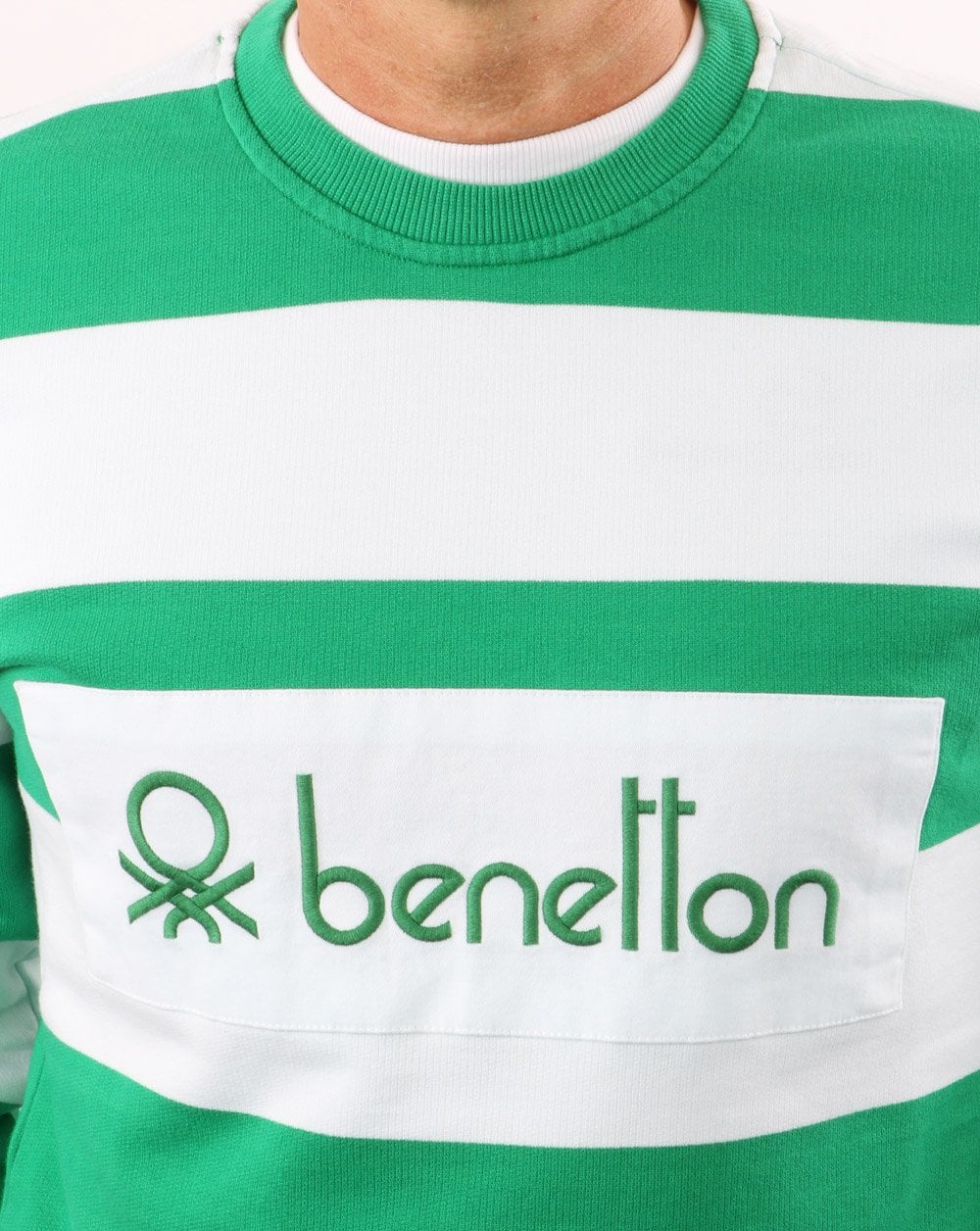 Benetton Striped Sweatshirt Green/white - Image 2