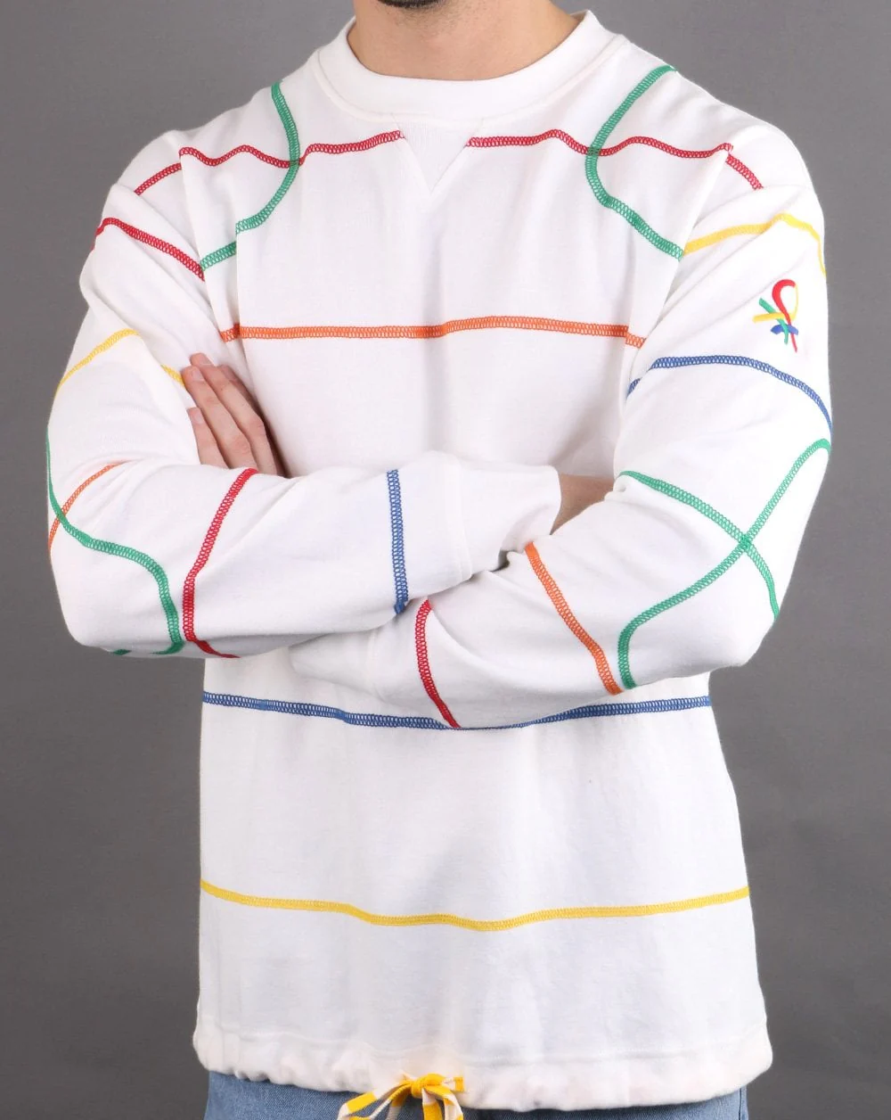 Benetton Striped Sweatshirt Off White - Image 3