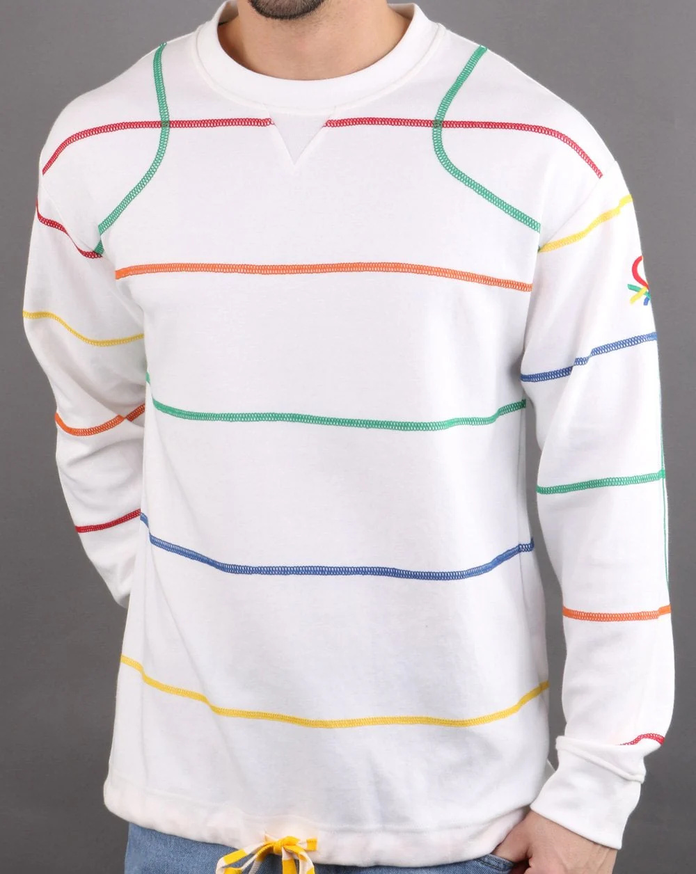Benetton Striped Sweatshirt Off White - Image 4