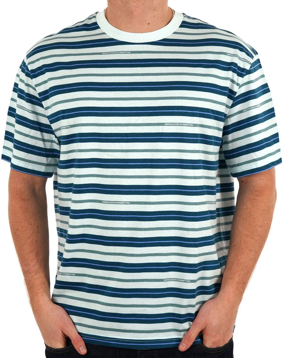 Benetton Striped T Shirt Blue/Green