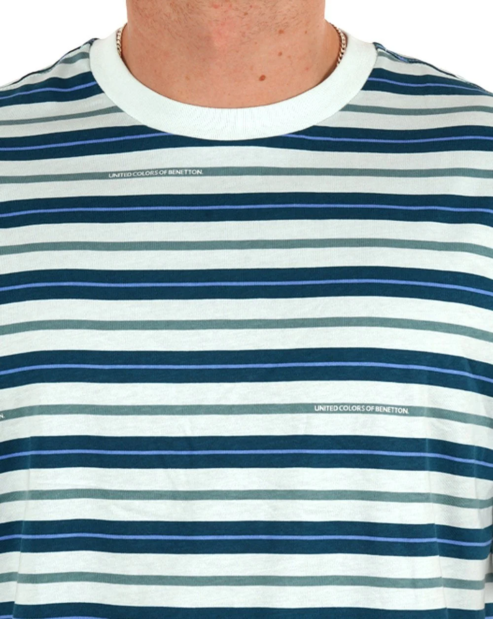 Benetton Striped T Shirt Blue/Green - Image 2