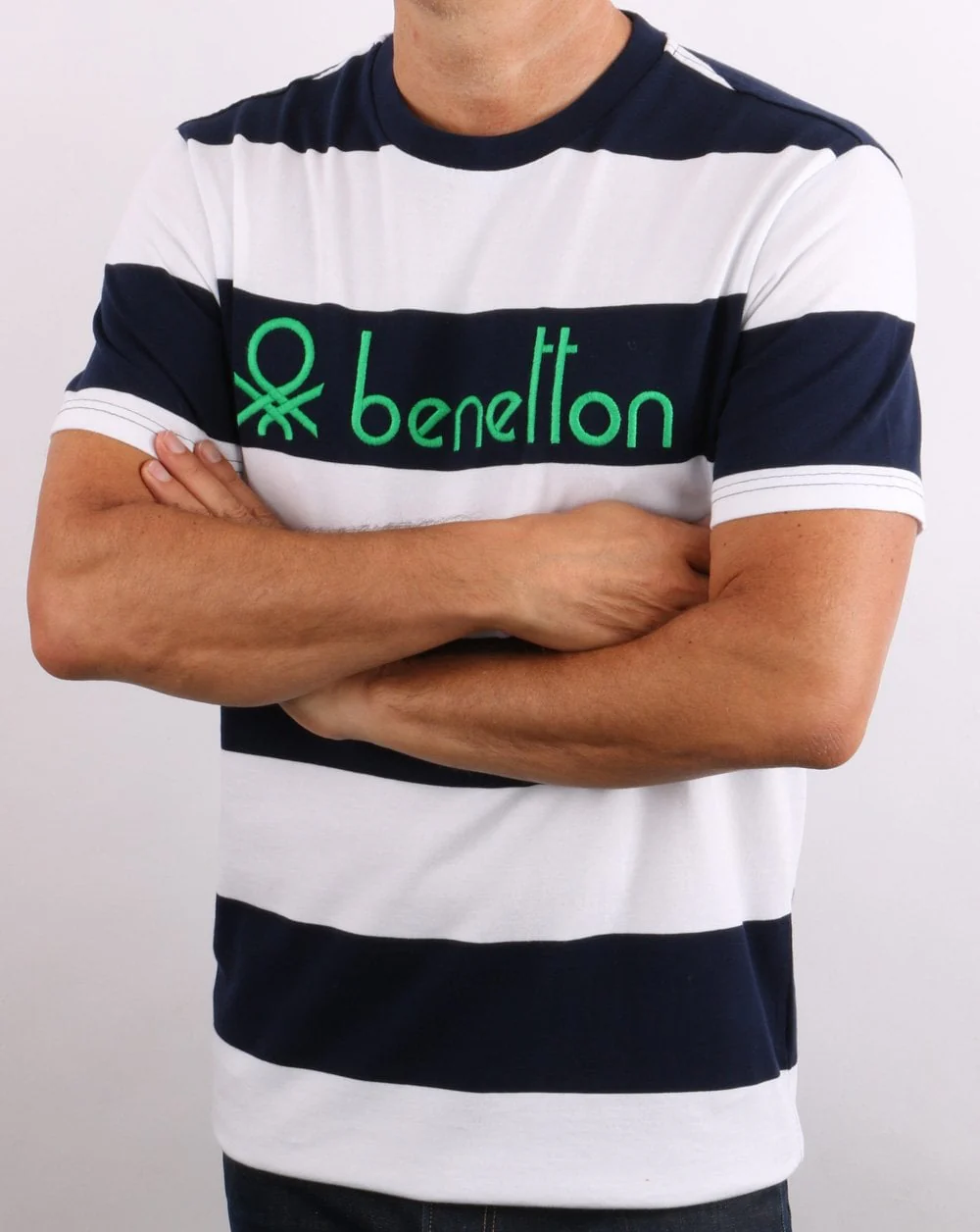 Benetton Striped T-shirt Navy/White - Image 4