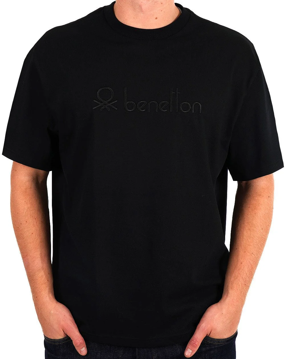 Benetton Tonal Logo T-shirt Black - Image 2