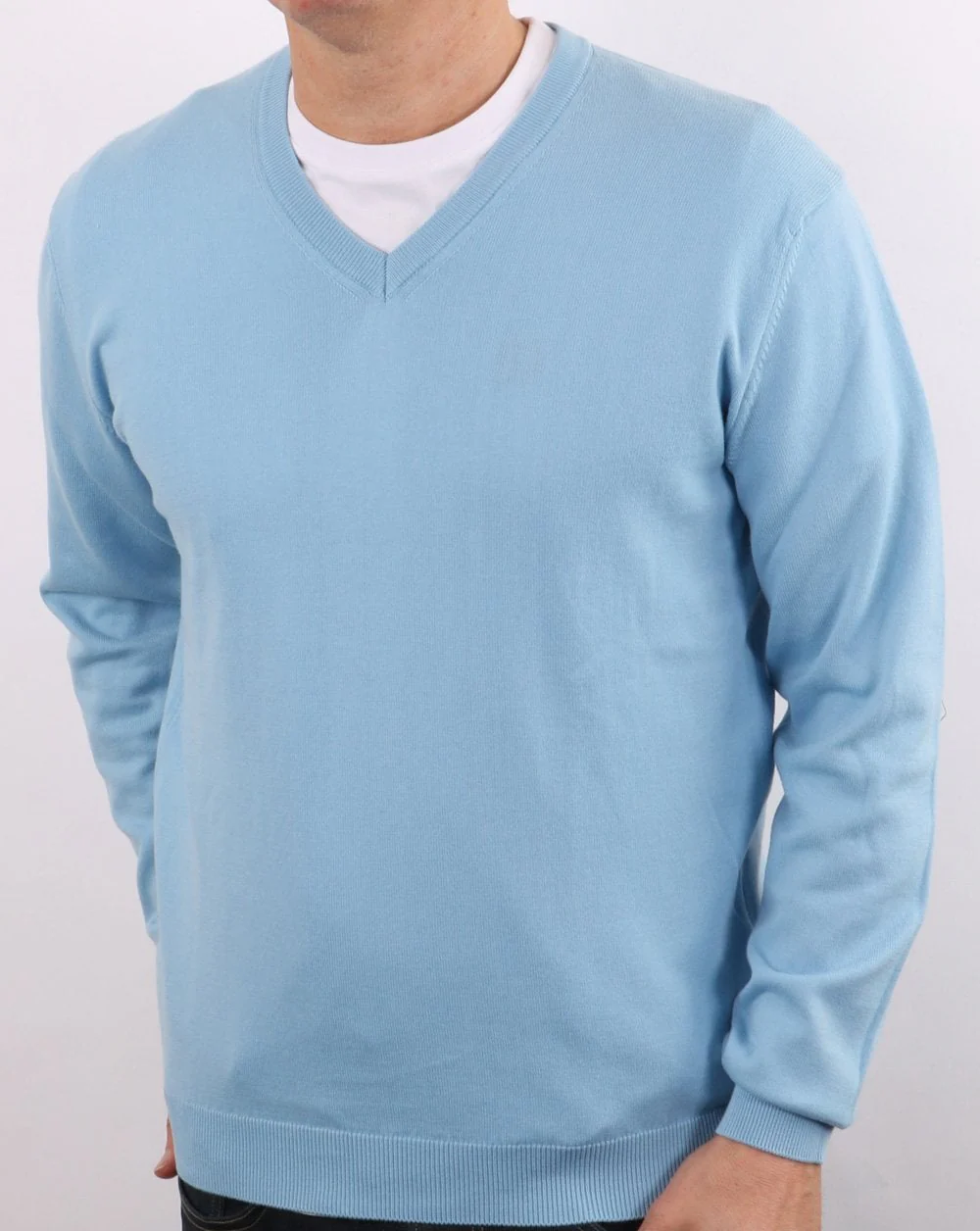 Benetton V-neck Knit Jumper Sky - Image 2