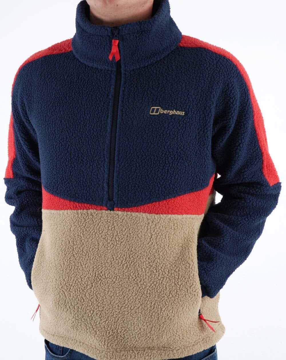 Berghaus Houlton Half Zip Fleece Navy/Sand/Red - Image 2