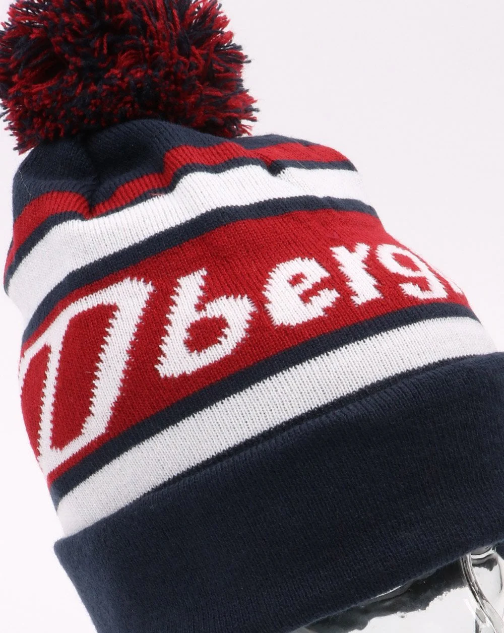 Berghaus Logo Bobble Hat Beanie Navy, Red and White - Image 2