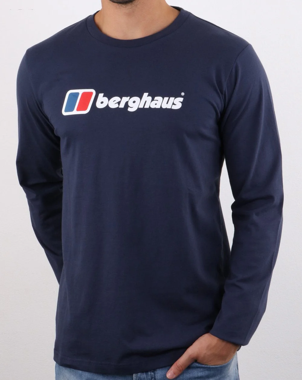 Berghaus Logo Long Sleeved T Shirt Navy - Image 3